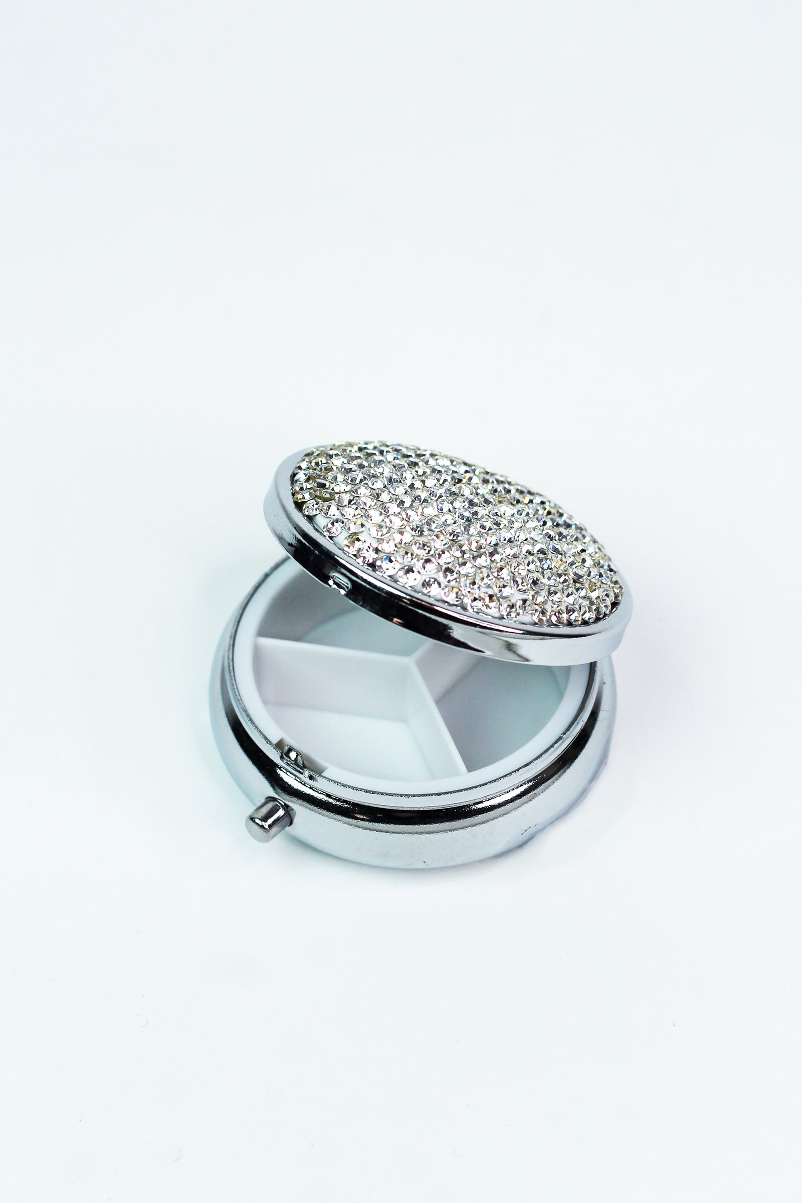 All Rhinestone Top Round Pill Box - Glitz & Ears Boutique