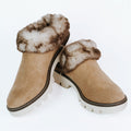 Faux Suede Lug Sole Clog w/ Faux Fur Trim