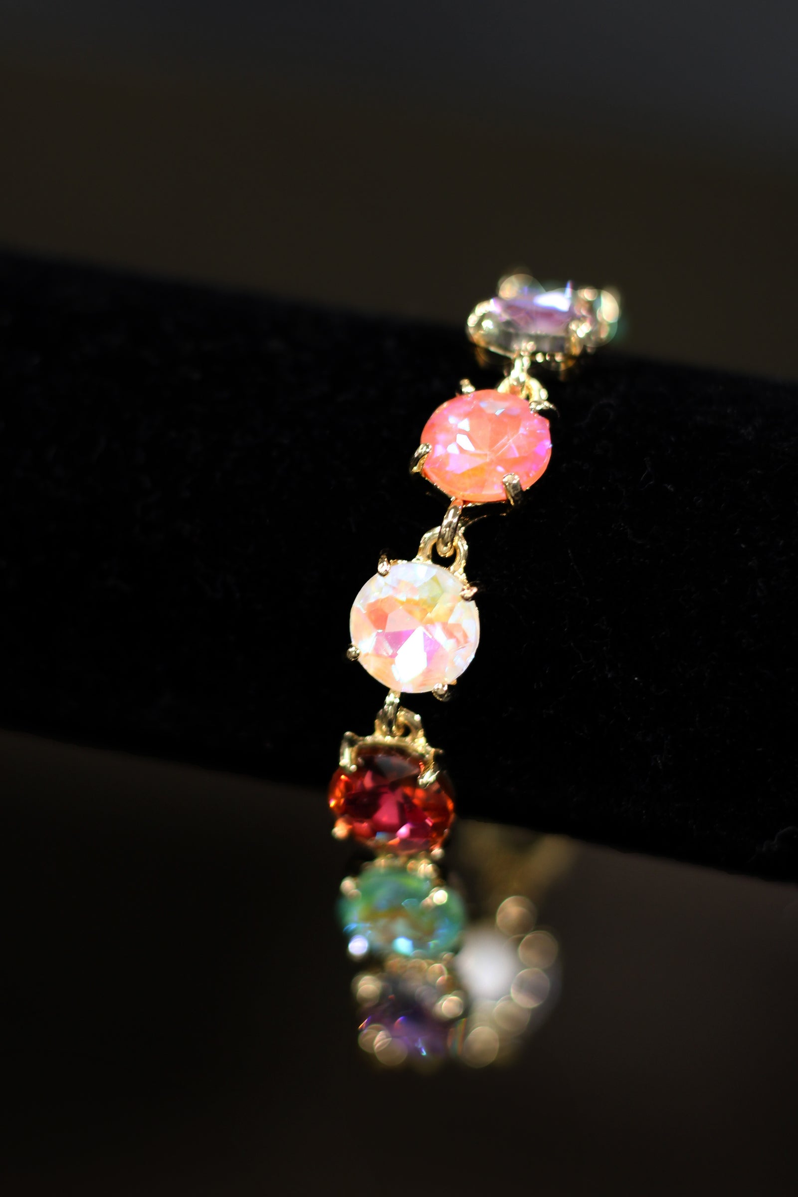 Single Row Multi Color Round Rhinestone Bracelet - Glitz & Ears Boutique