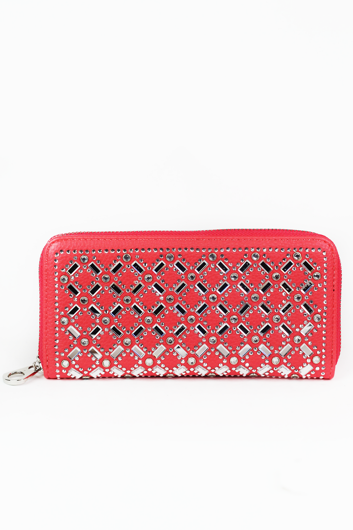 Baguette & Round Rhinestone Criss Cross Wallet
