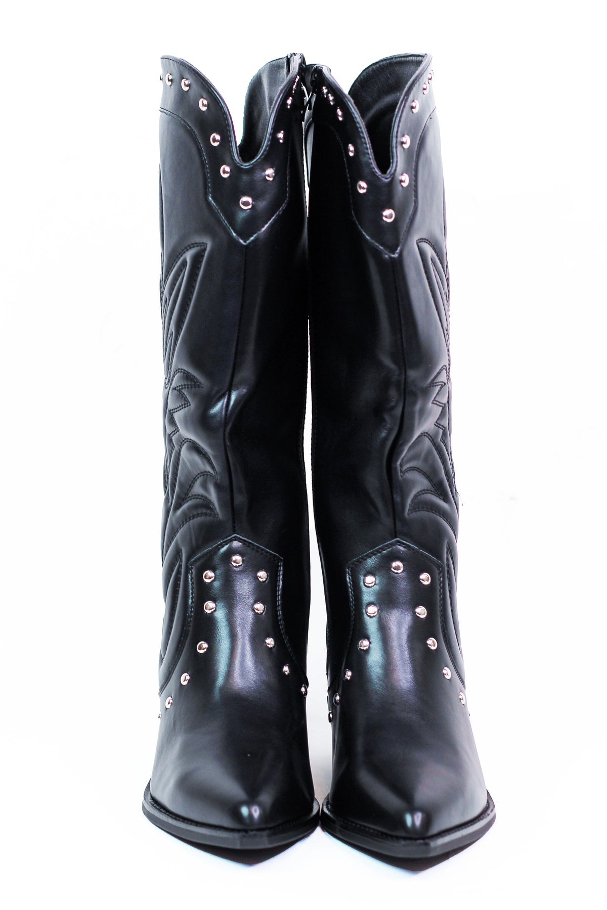 Cowboy Boots w/ Embroidered Design & Stud Accents