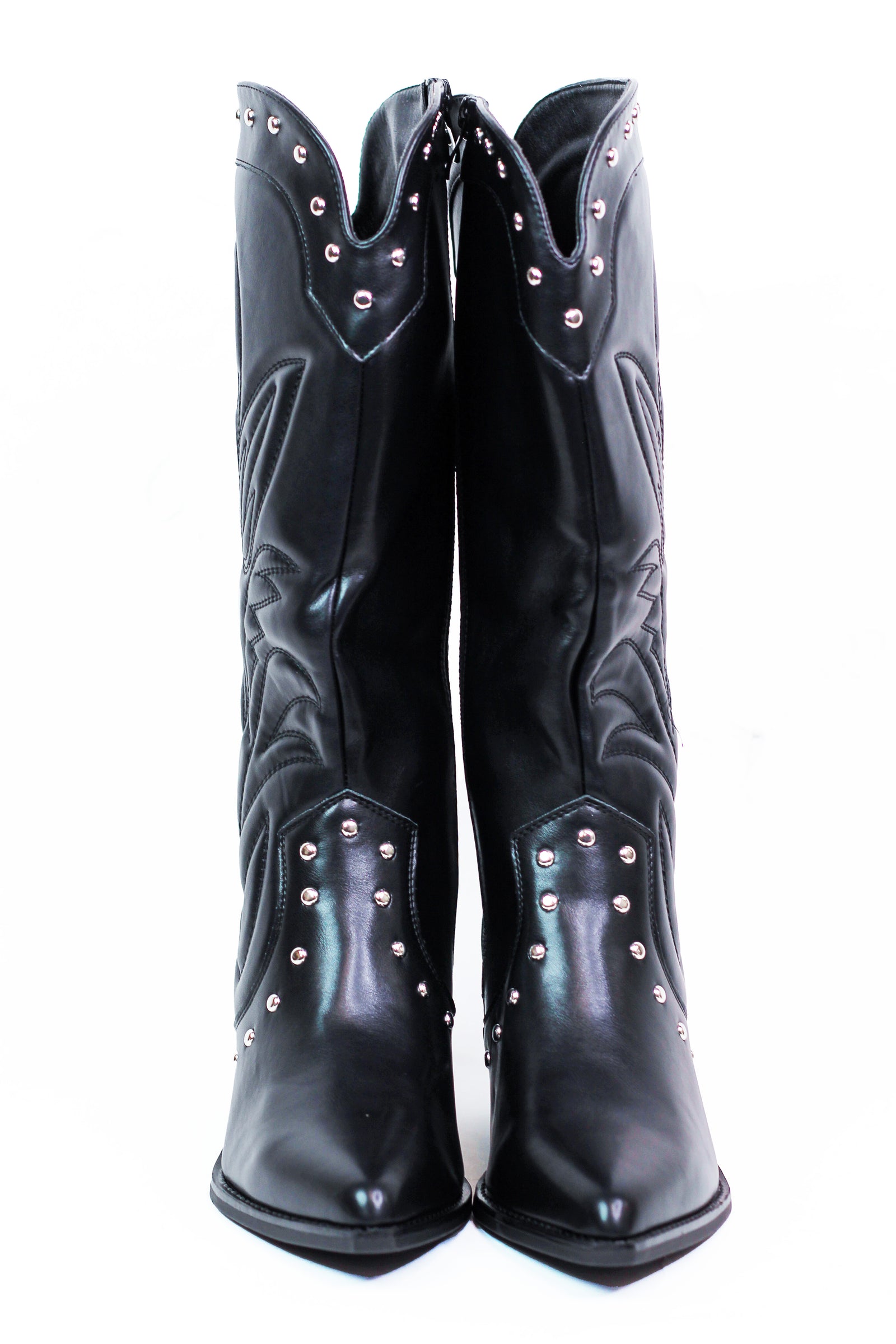 Cowboy Boots w/ Embroidered Design & Stud Accents