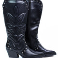 Cowboy Boots w/ Embroidered Design & Stud Accents