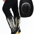 Black w/ Pewter Studded Design Stripped Heel Cowboy Boot