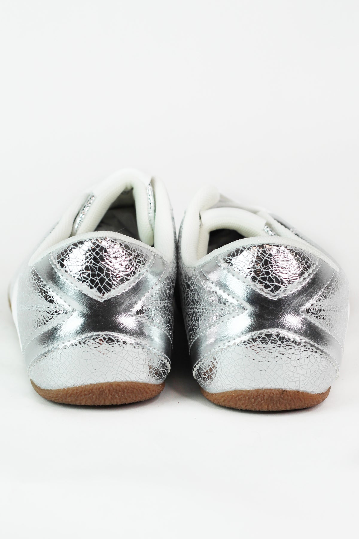 Crackled Metallic Faux Leather Sneakers
