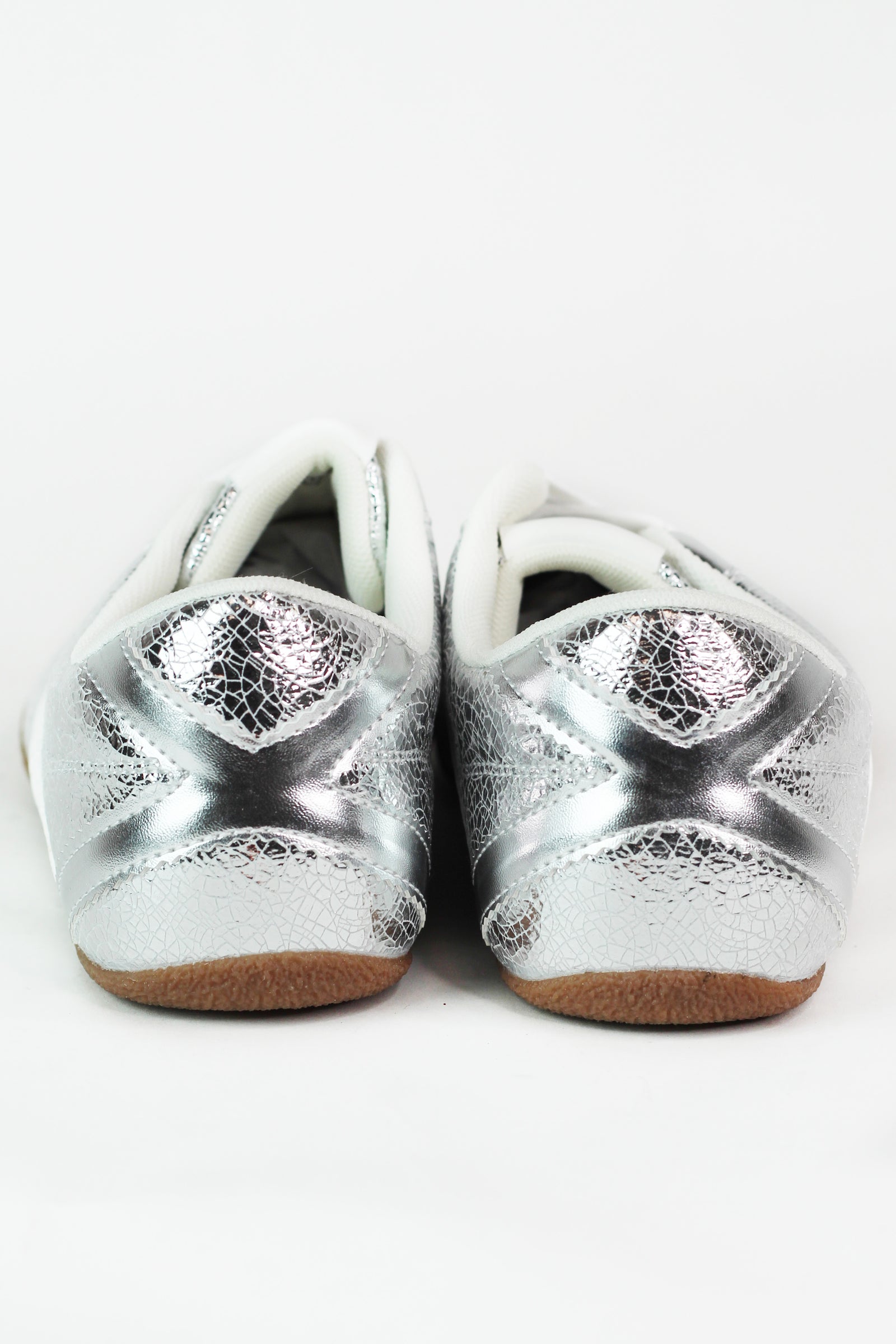 Crackled Metallic Faux Leather Sneakers