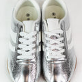 Crackled Metallic Faux Leather Sneakers