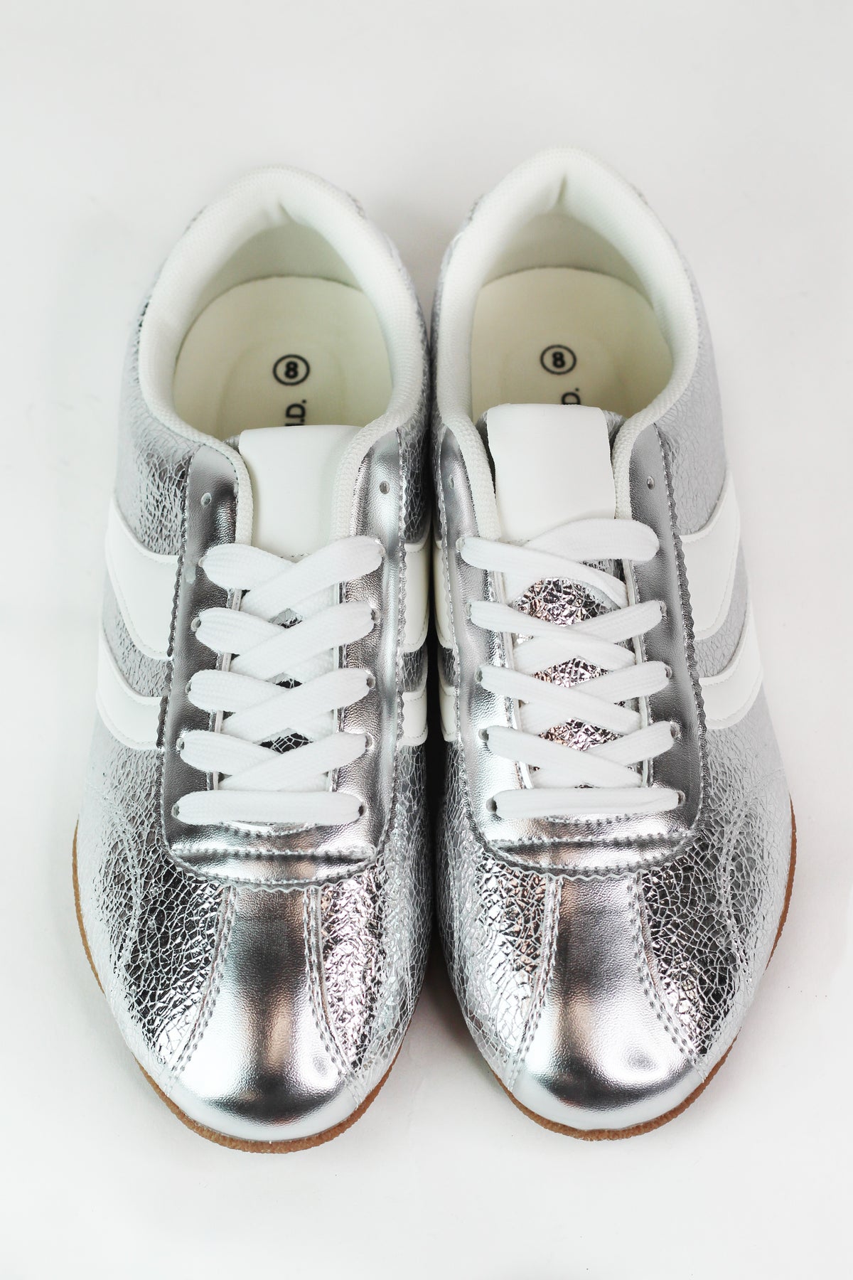 Crackled Metallic Faux Leather Sneakers