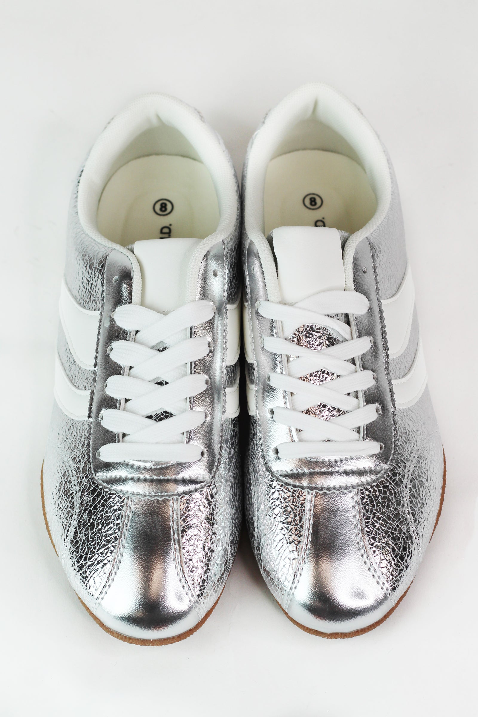 Crackled Metallic Faux Leather Sneakers