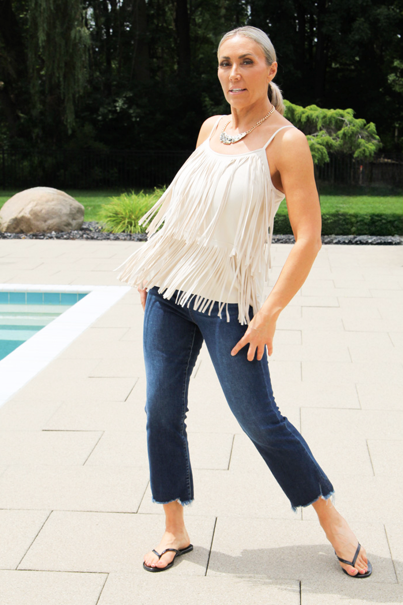 Tiered Fringe Single Strap Suede Cami