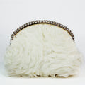 Floral 3D Fabric Clutch w/ Curved Rhinestone Closure