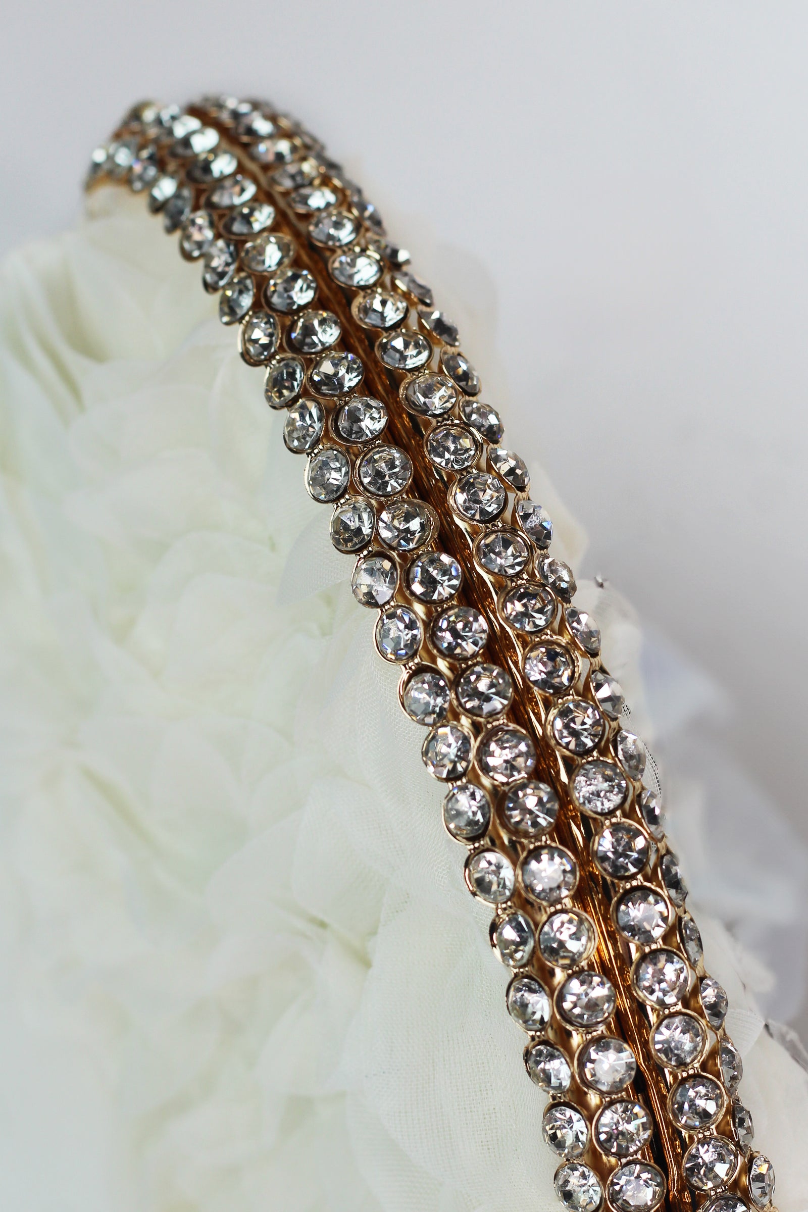 Floral 3D Fabric Clutch w/ Curved Rhinestone Closure