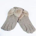 Faux Fur Bow Wrist Gloves