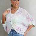 Crochet V-Neck Batwing Sleeve Oversized Fit Cardigan