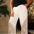 Lined Linen Pant W/ Crochet Bottom