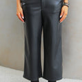 Faux Leather Wide Leg Cropped Pants