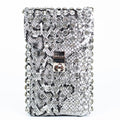 Snakeskin Large Rhinestone Front Covered Pouch w/ Locking Flap