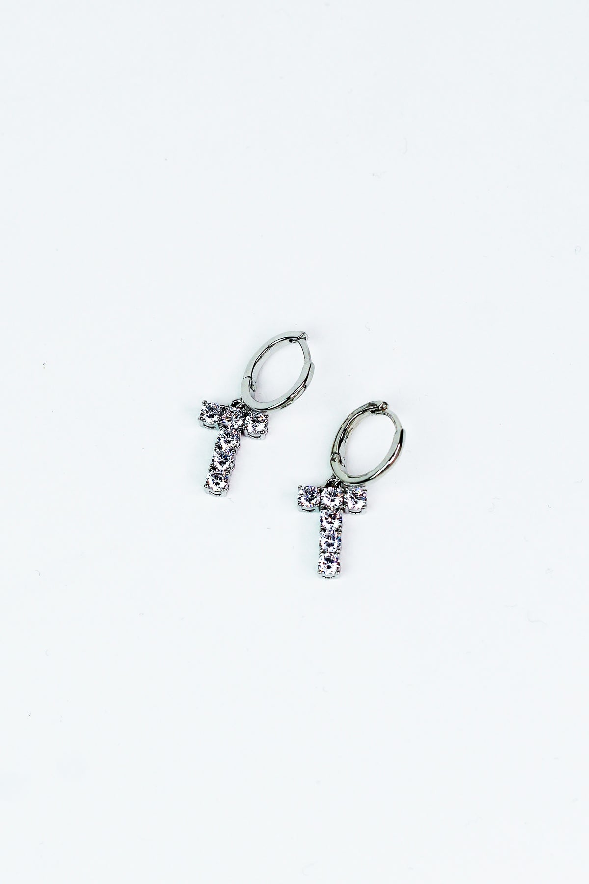 Dangling Small Rhinestone Cross Earrings