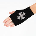 Rhinestone Cross Fingerless Gloves