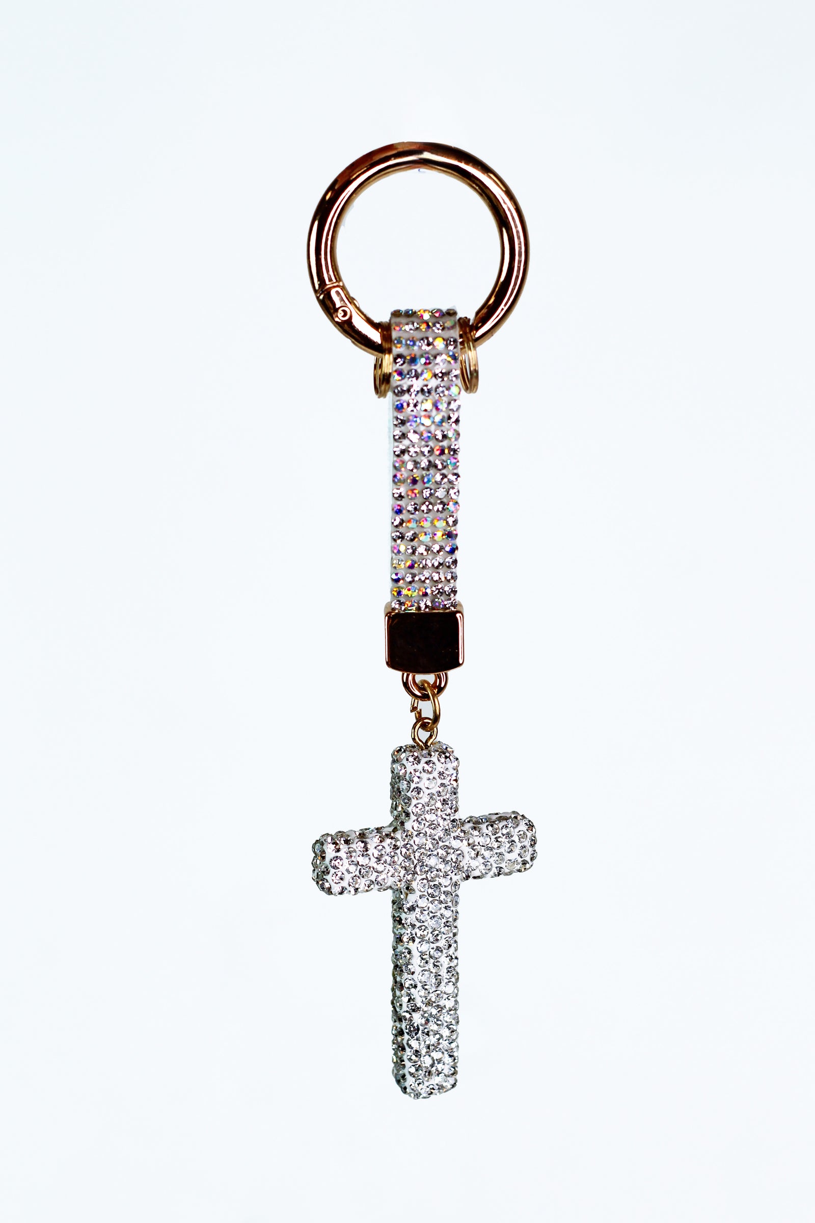 Rhinestone Cross Keychain