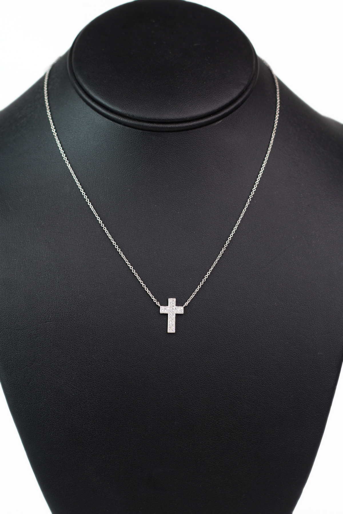 Dainty Two Row Pave Tiny Cross Necklace