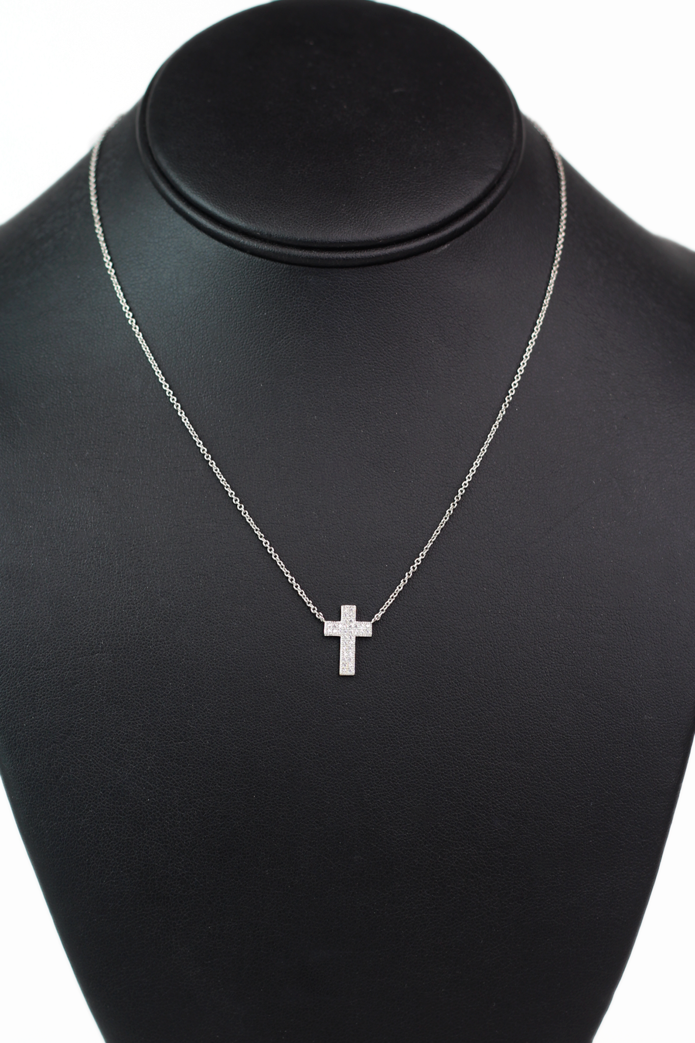 Dainty Two Row Pave Tiny Cross Necklace
