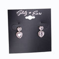 Pave Trimmed Rhinestone Double Hearts Earrings