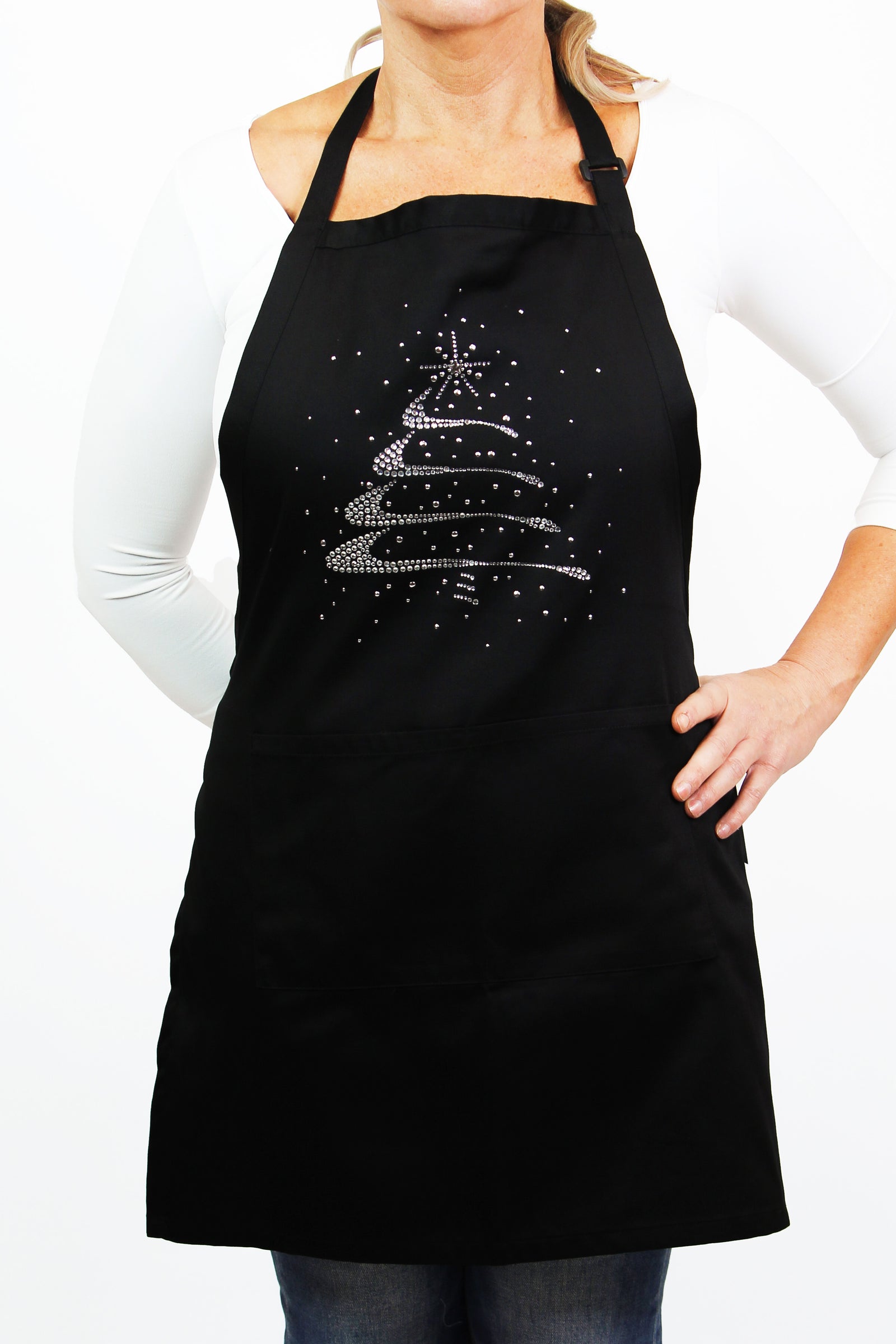 Rhinestone Abstract Christmas Tree Adjustable Neck Apron
