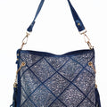 Diamond Front Rhinestone Denim Purse w/ Side Chains & Tassels