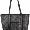 Diamond Pattern Stone Front Purse w/ Flat Bottom