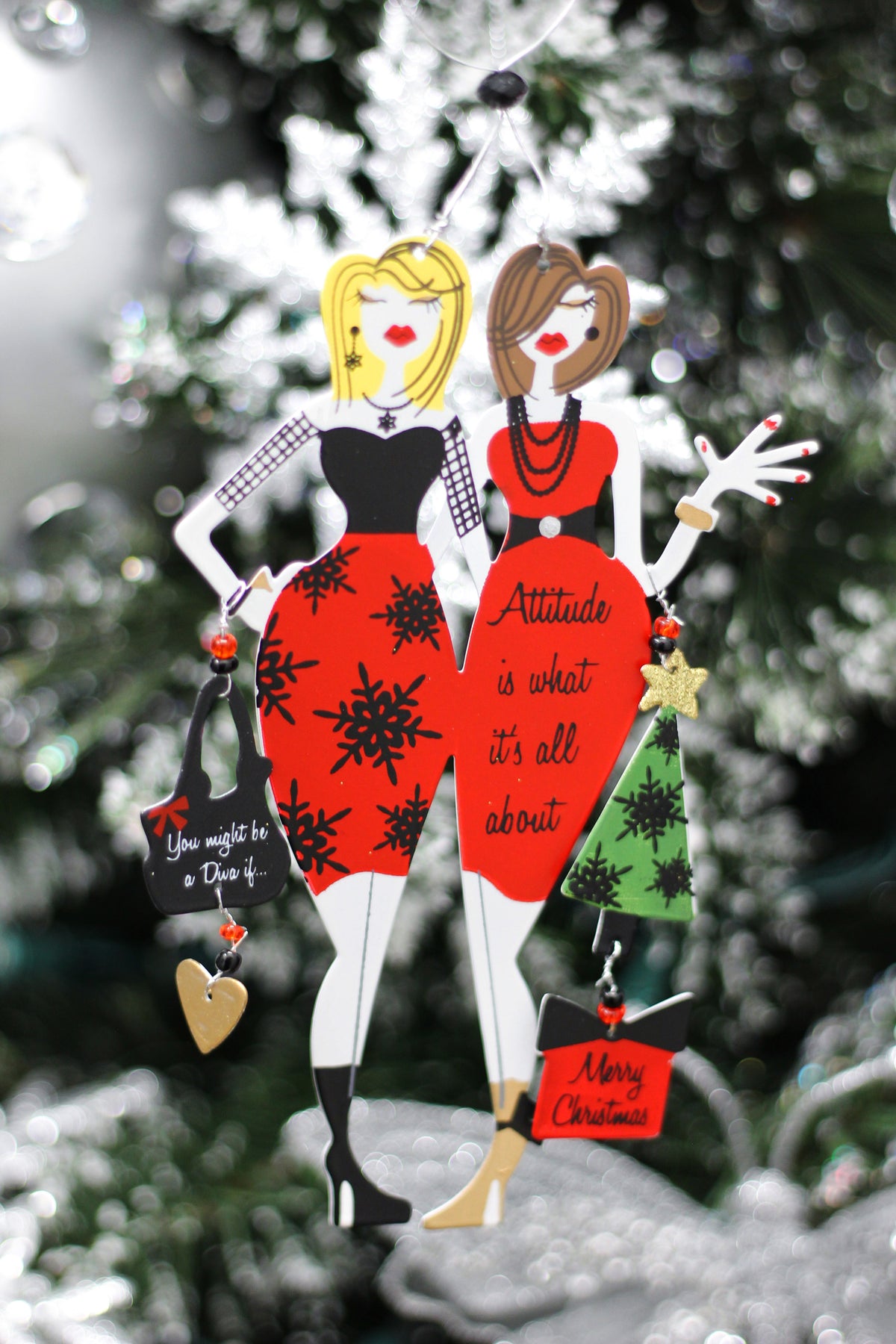 &quot;Diva Attitude&quot; Divas Metal Christmas Ornament
