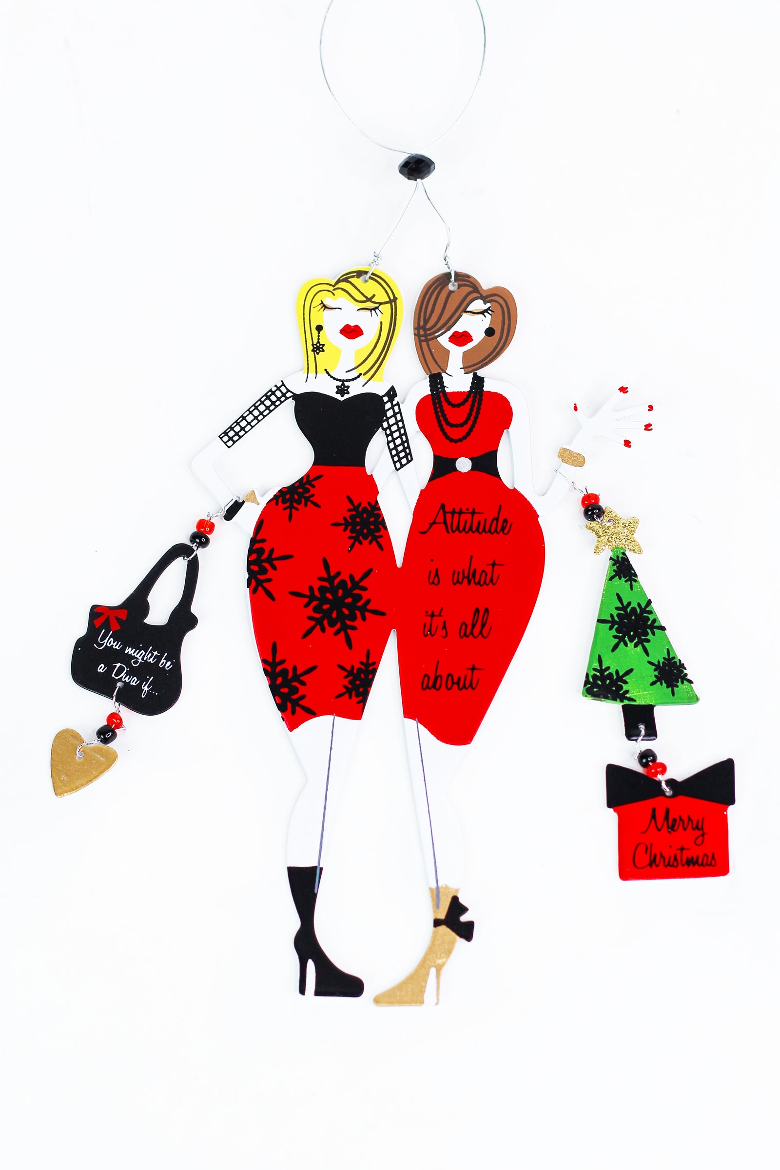 "Diva Attitude" Divas Metal Christmas Ornament