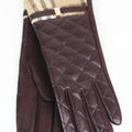 Quilted Faux Leather Gloves w/ Plaid Trim