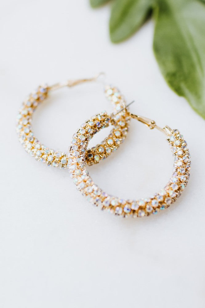 Medium All Rhinestone Hoop
