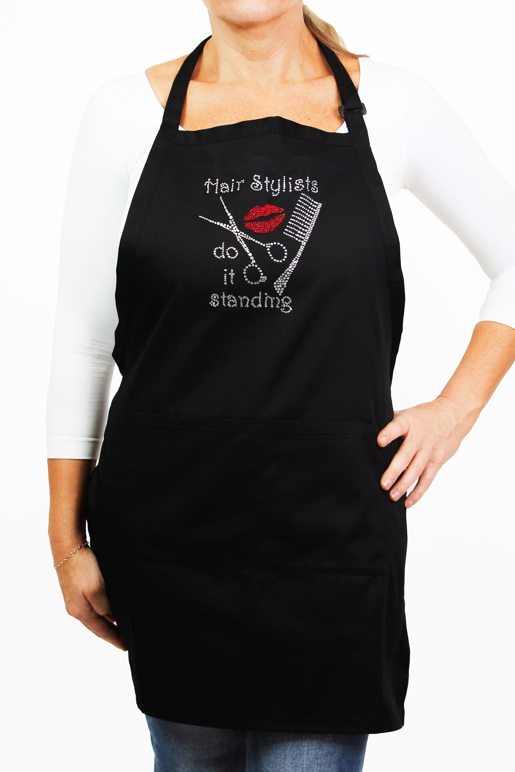 Rhinestone Hair Stylists Standing Adjustable Neck Apron