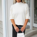 Rhinestone & Pearl Dolman Sweater w/ Button Sleeves