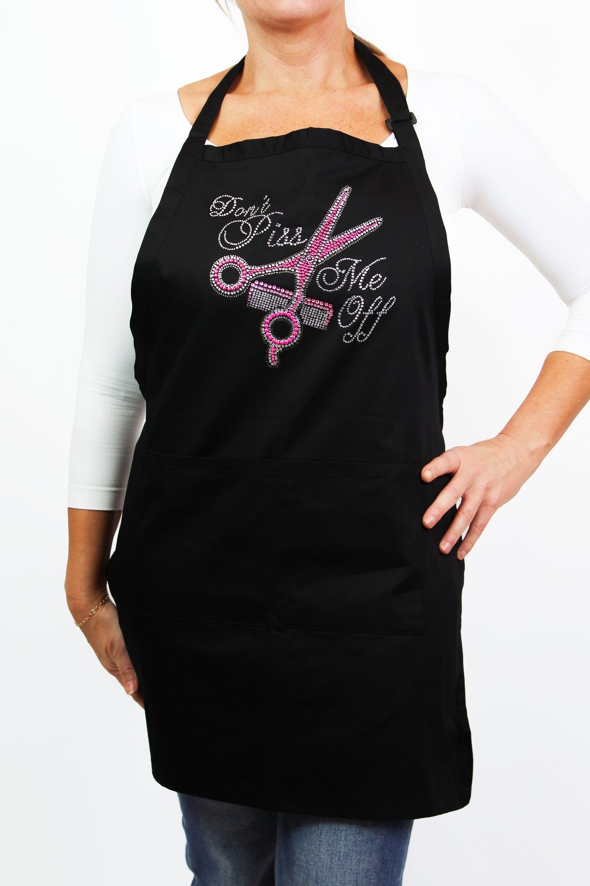 Rhinestone Don&#39;t P* Me Off Hairstylist Adjustable Neck Apron