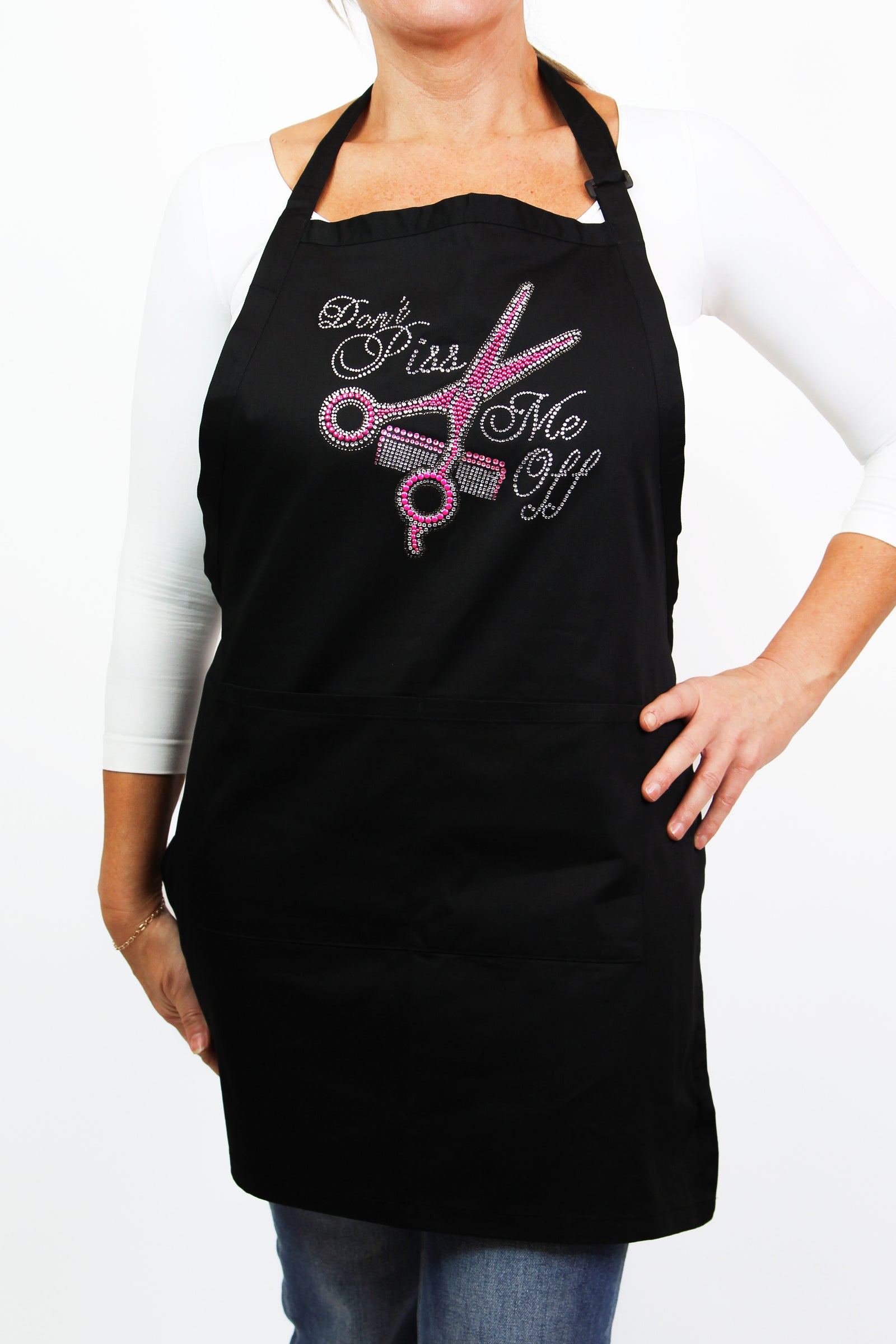 Rhinestone Don't P* Me Off Hairstylist Adjustable Neck Apron