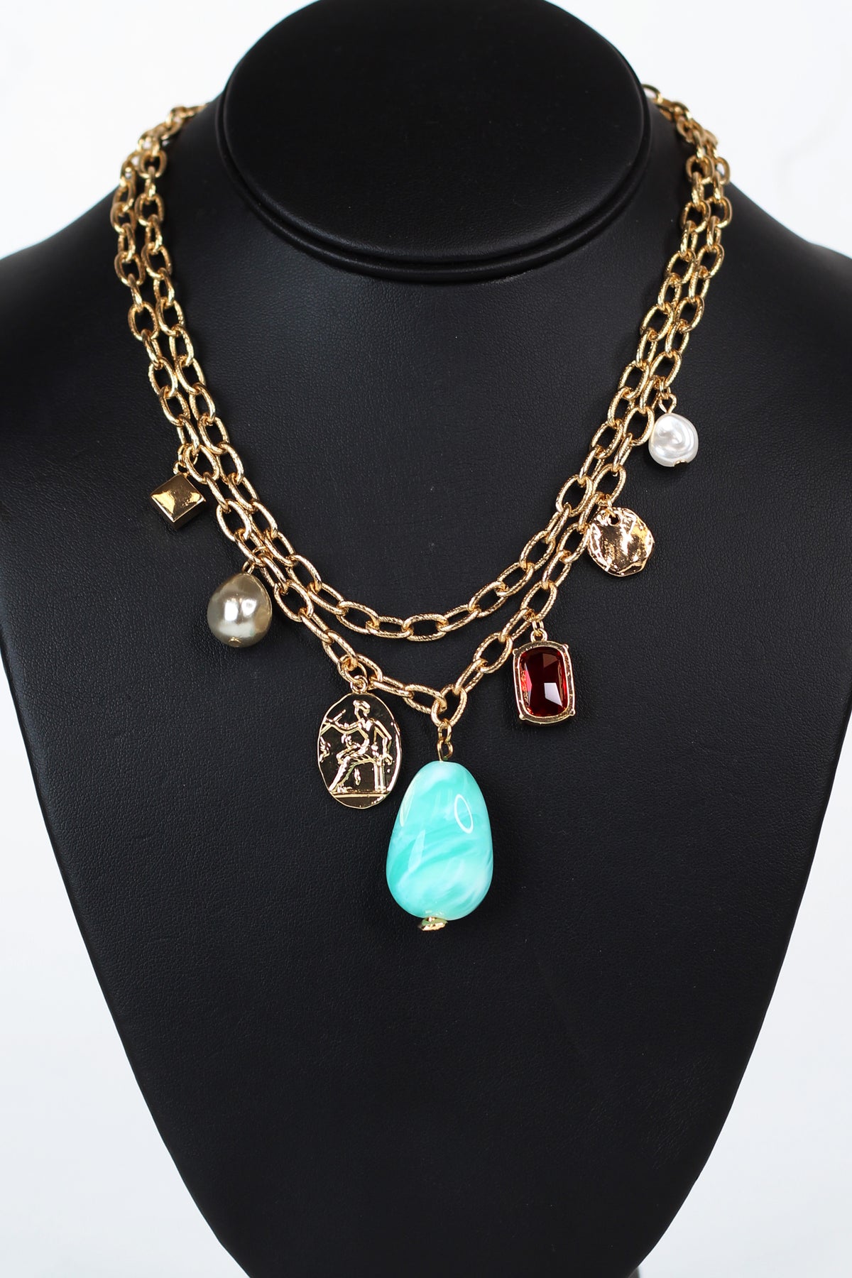 Double Chain Charm Necklace