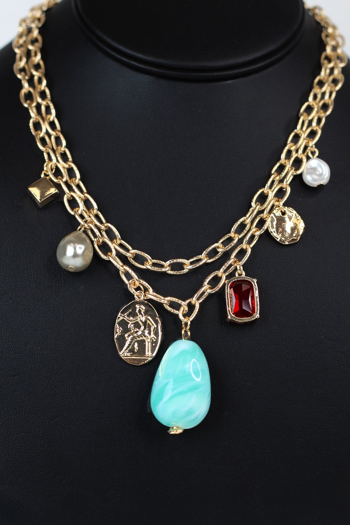 Double Chain Charm Necklace