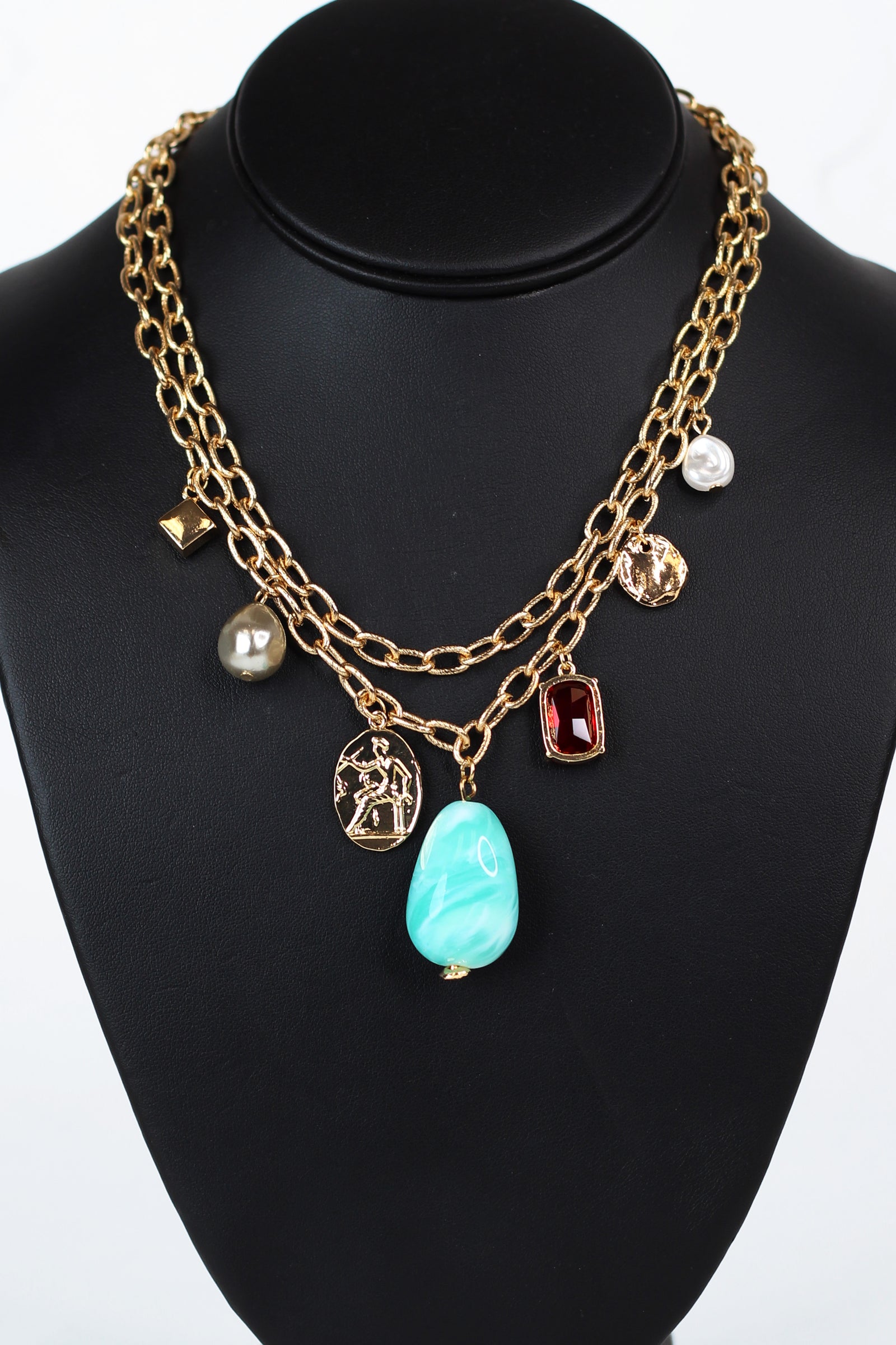 Double Chain Charm Necklace