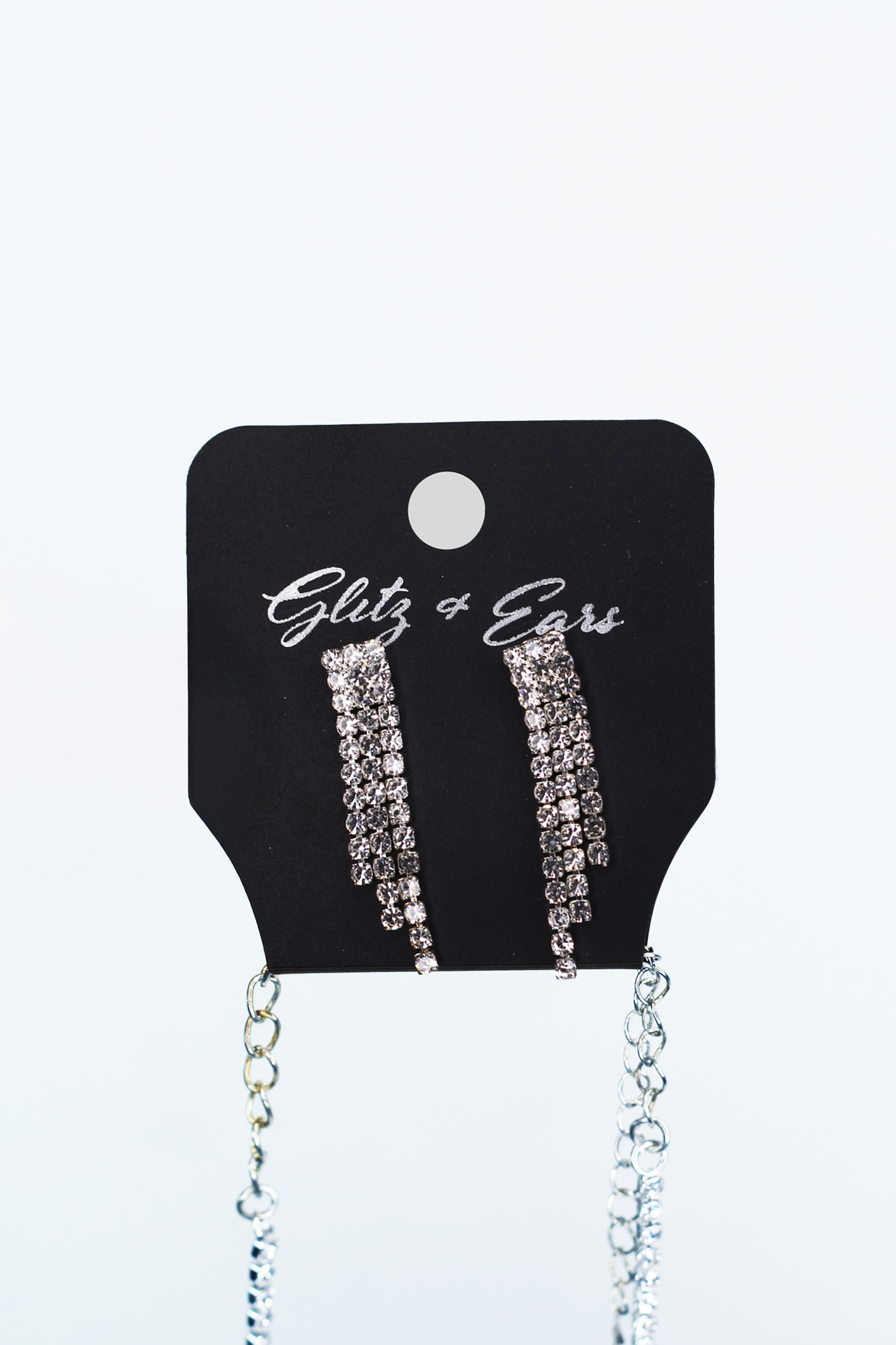 V Neck Fringe Rhinestone Necklace Set