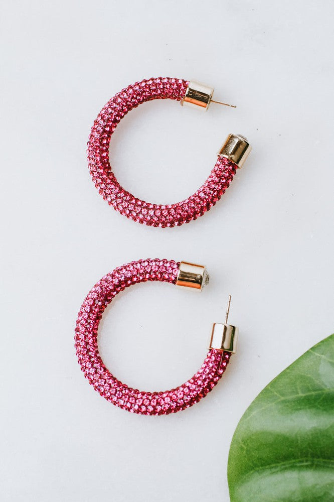 Medium All Rhinestone Hoop