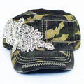 Rhinestone Side Applique Cadet Cap