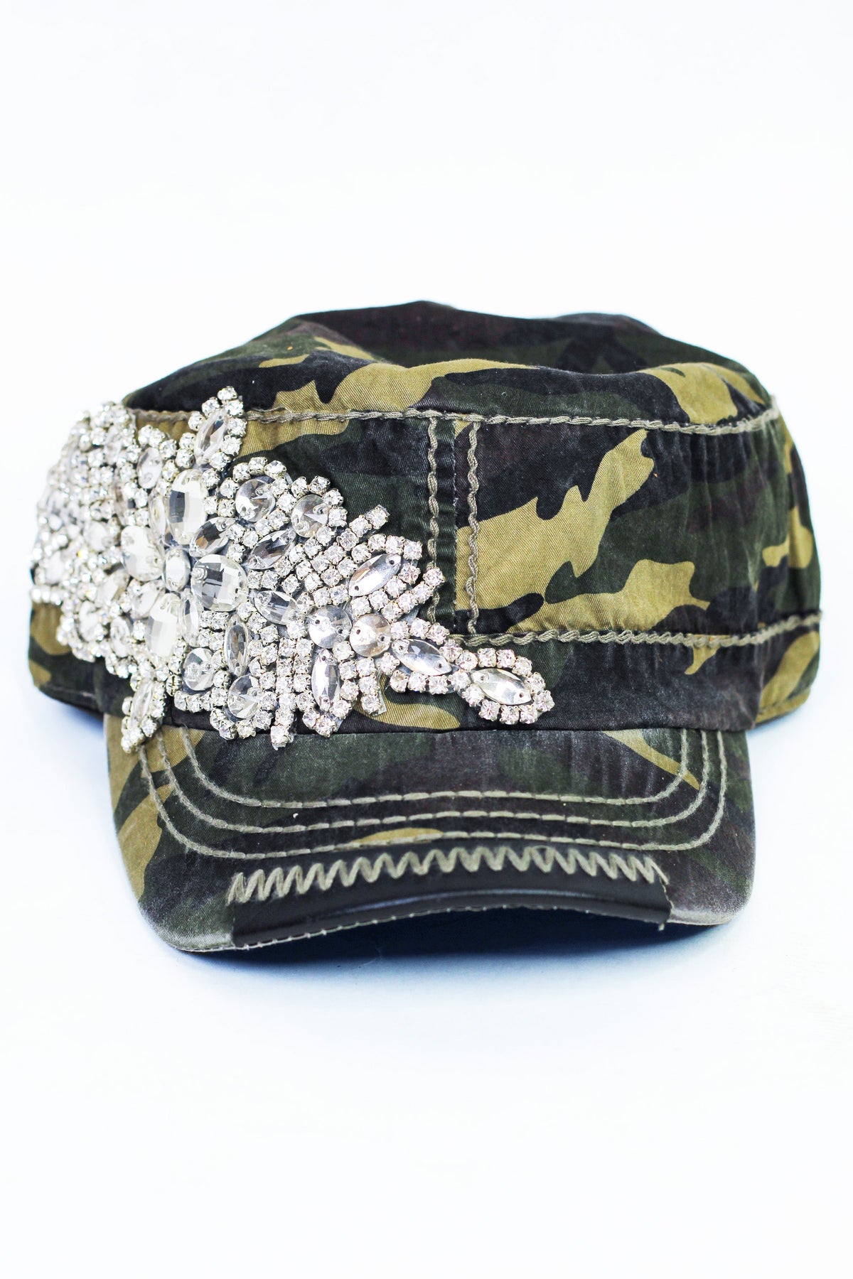 Rhinestone Side Applique Cadet Cap
