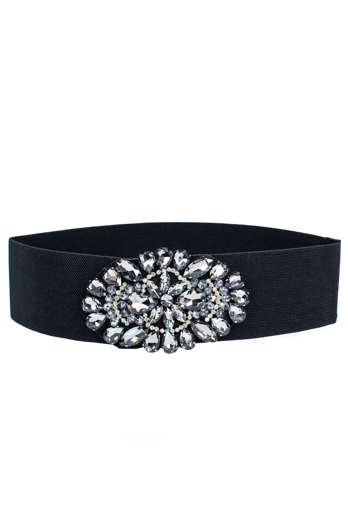 Elastic Belt w/ Large Oval Teardrops &amp; Stones Center