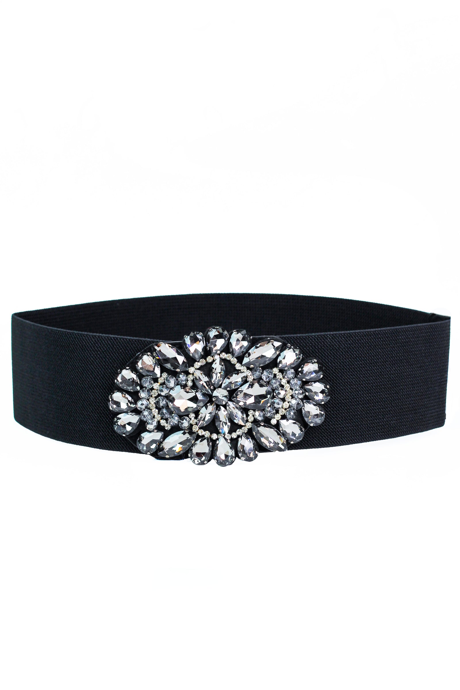 Elastic Belt w/ Large Oval Teardrops & Stones Center