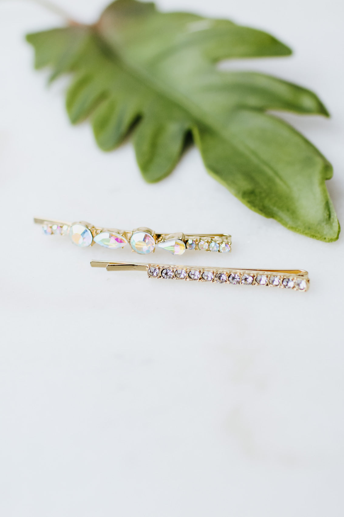 Different Shape Stone Two Bobby Pin Set (SALE)