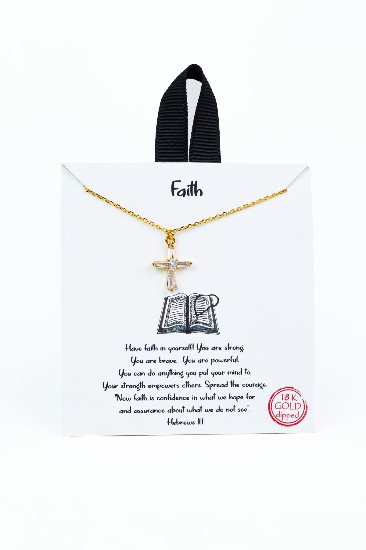 Baguette Rhinestone Dainty Cross Necklace