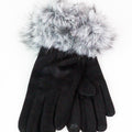 Faux Suede Glove w/ Faux Fur Cuff